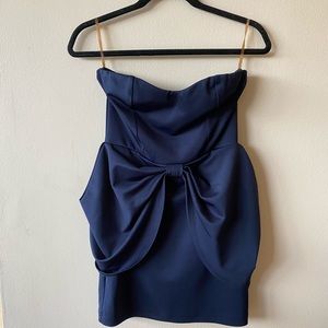 Alythea Strapless Peplum Mini Dress in Navy Blue